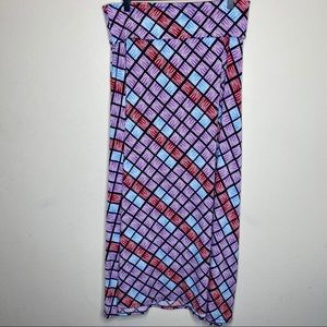 LuLaRoe Graphic Purple Scribble Maxi Skirt Size M